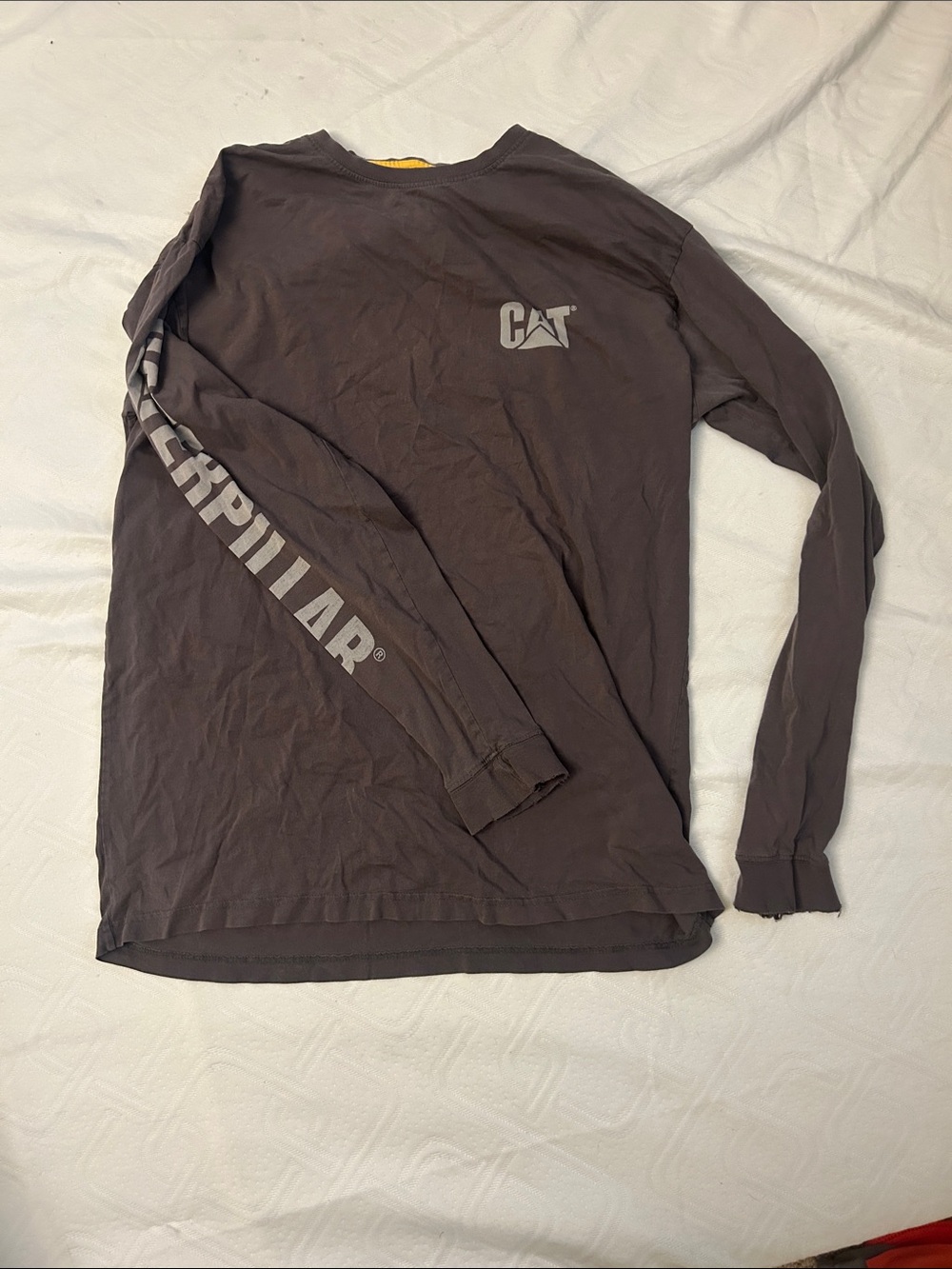 Long Sleeve Caterpillar Logo Work Tee - Gray